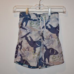 Gymboree Shark Print Boys Swim Suit Trunks Bathing Suit Size 4